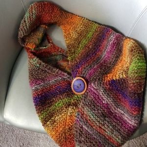 XLarge handmade knit crossbody bag fall colors